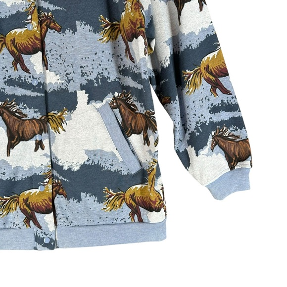 Blair Women’s L Large Horse AOP Jacket Equestrian Vintage 1990s Snap Western - Picture 9 of 14